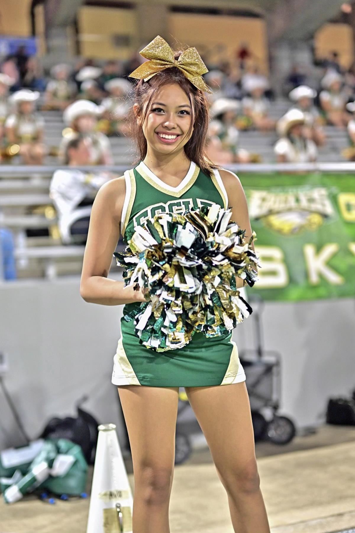Cypress Falls High School senior Ava Lam is a three-time All-American cheerleader in her second year serving as captain.